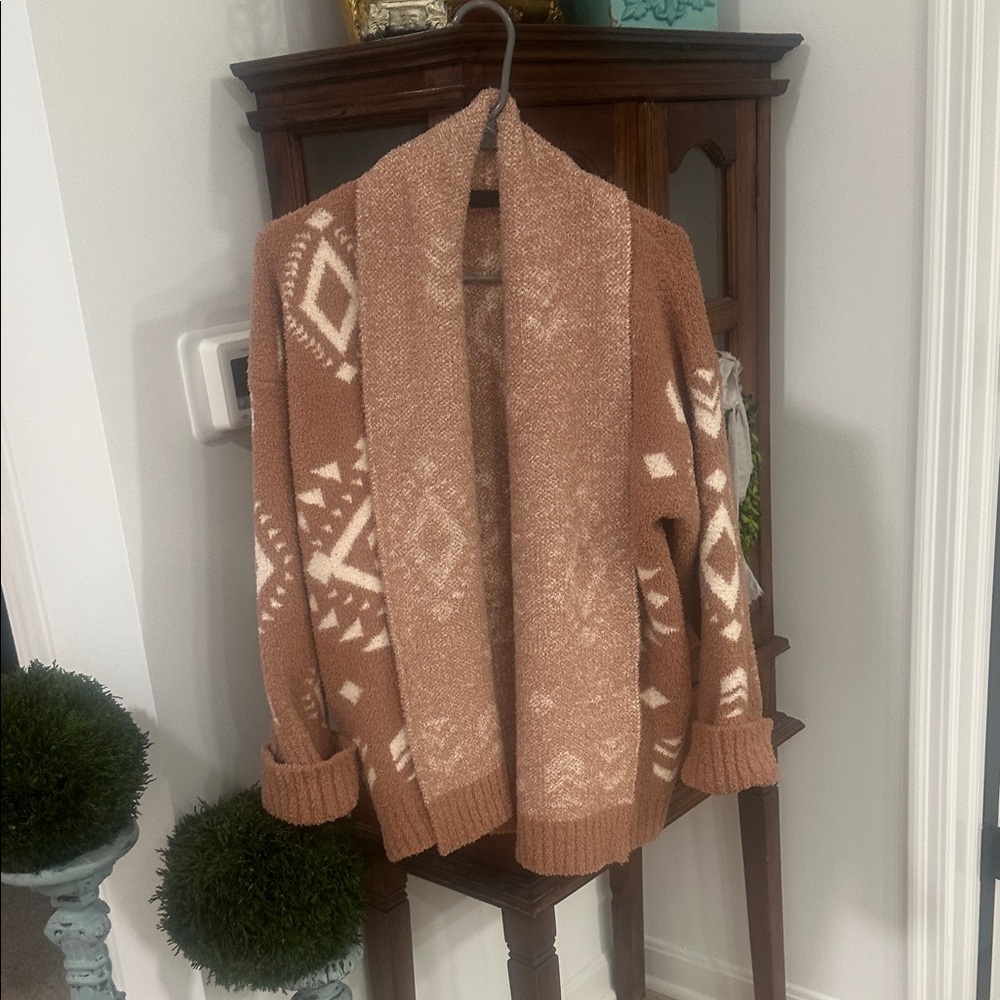Vici Tan and Cream Patterned Cardigan